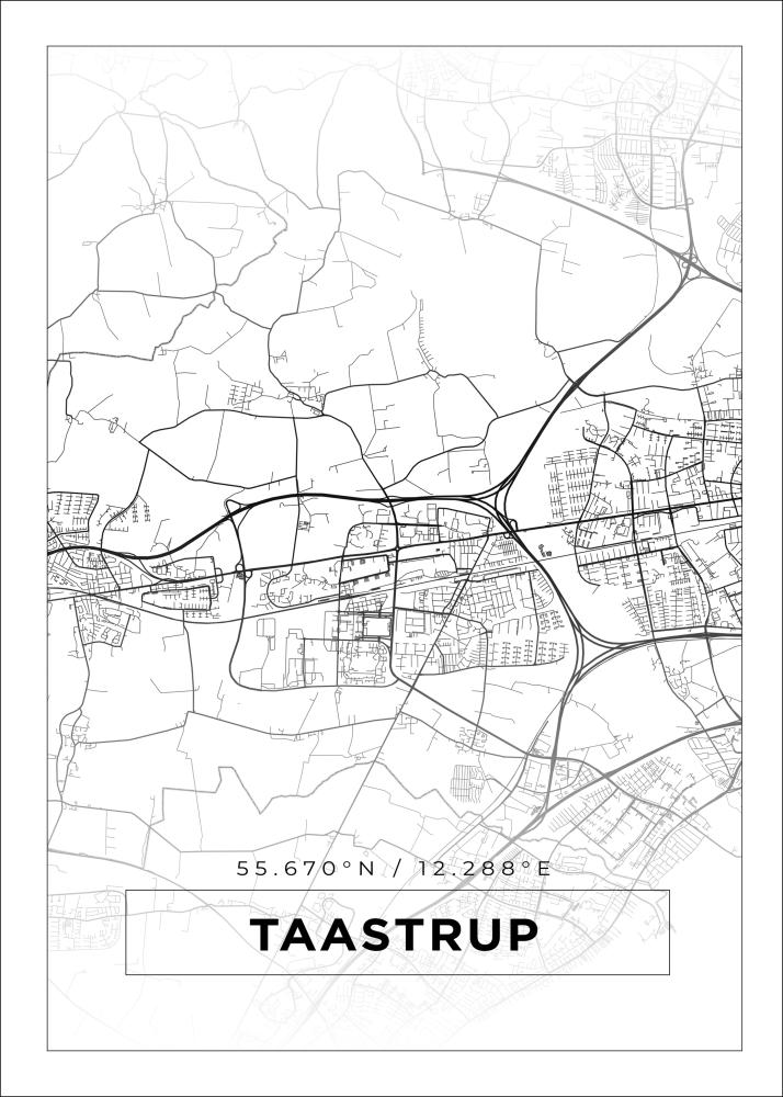 Mapa - Taastrup - Cartaz Branco