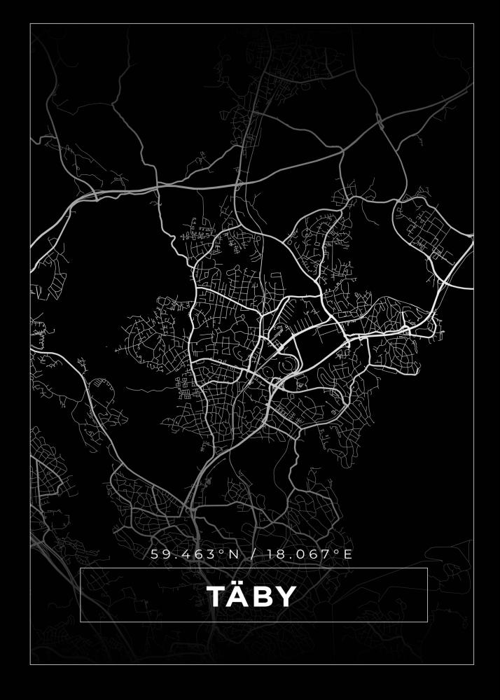 Mapa - Täby - Cartaz Preto