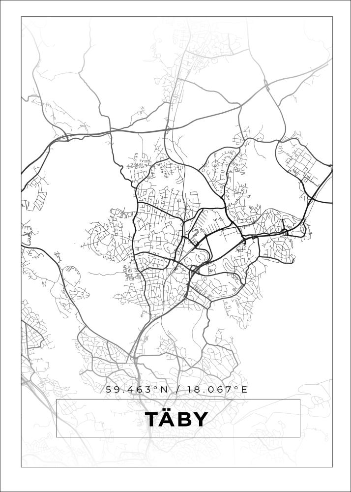 Mapa - Täby - Cartaz Branco