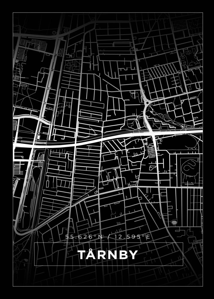 Mapa - Tårnby - Cartaz Preto