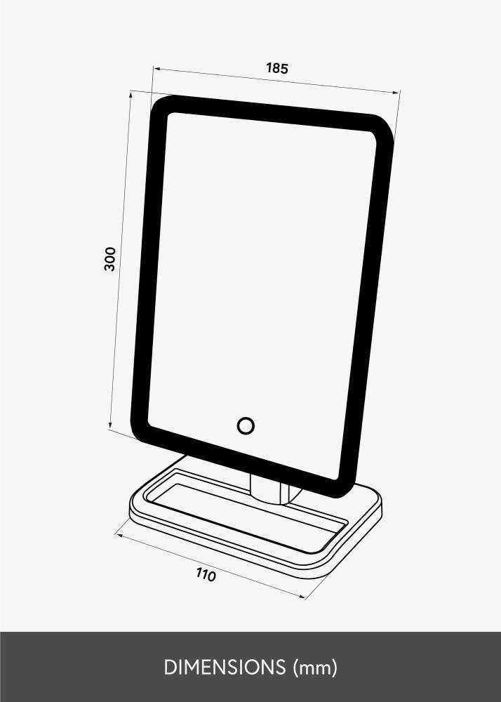 KAILA Espelho para toucador LED un.rip com coluna Bluetooth Preto 18x30 cm