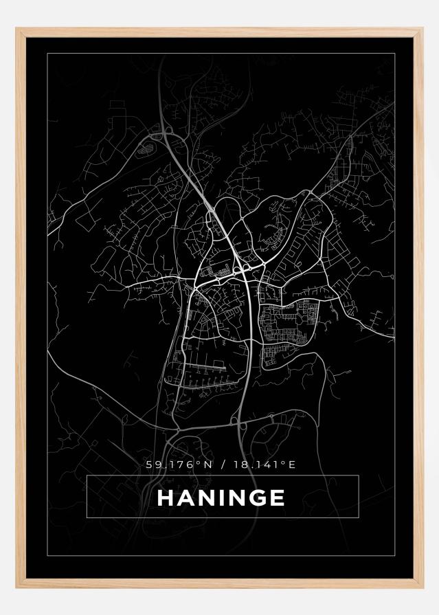 Mapa - Haninge - Cartaz Preto