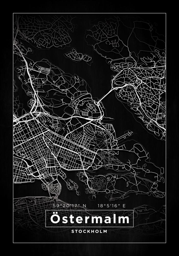 Mapa - Östermalm - Cartaz Preto