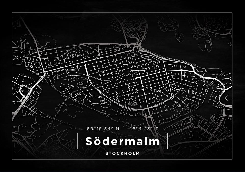 Mapa - Södermalm - Cartaz Preto