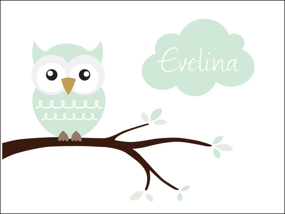 Owl Name Póster Light Green