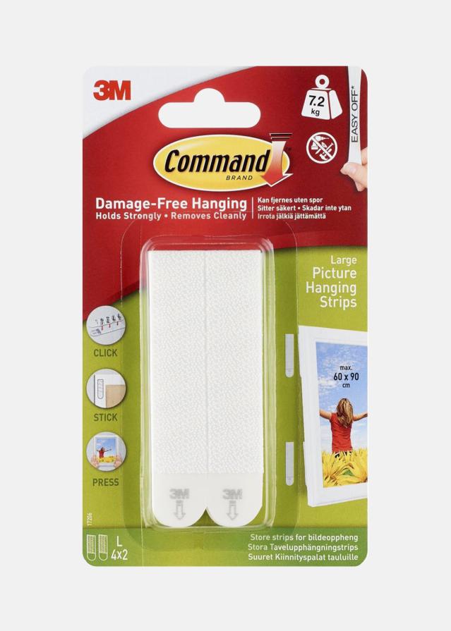 3M Command Large Tiras adesivas para quadros Branco - 7,2 kg