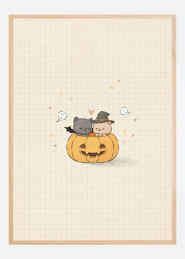 Cat and Dog In Halloween Póster