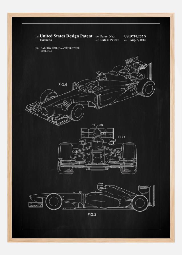 Patent Print - Formula 1 Racing Car - Black Póster