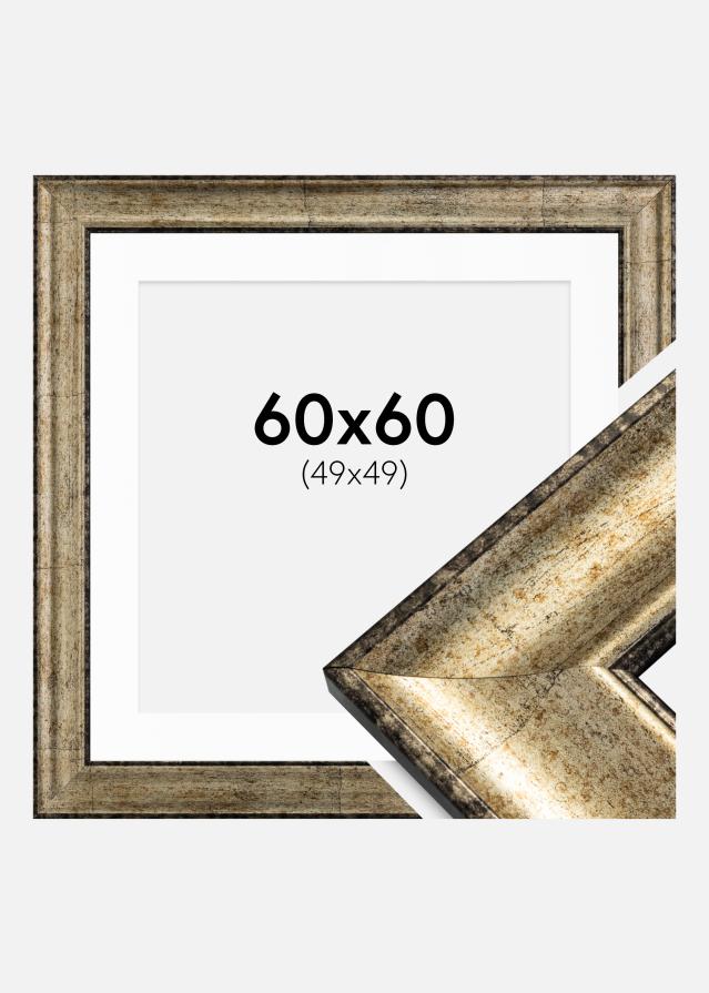 Moldura Saltsjöbaden Ouro antigo 60x60 cm - Passe-partout Branco 50x50 cm