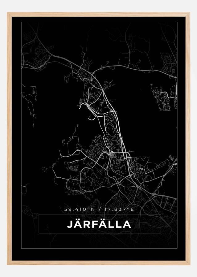 Mapa - Järfälla - Cartaz Preto