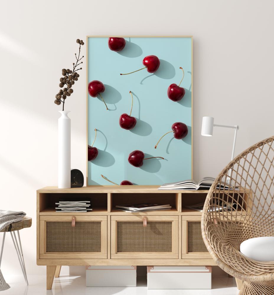 Cherries On Turquoise Póster