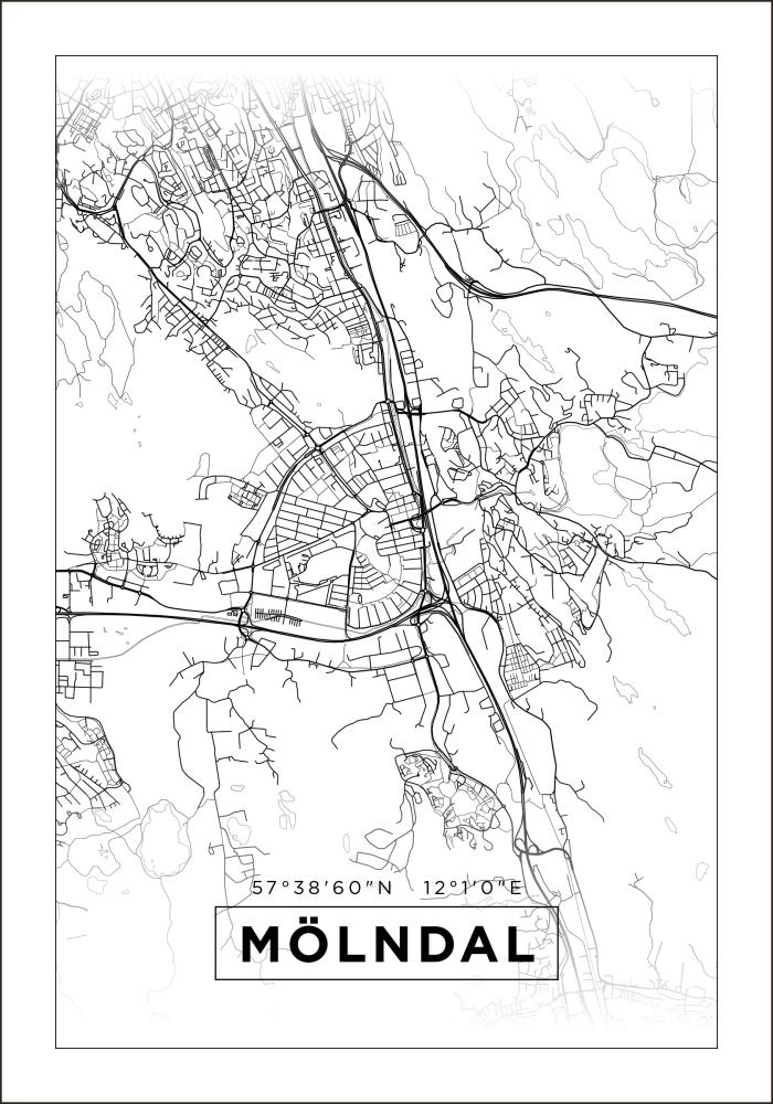 Mapa - Mölndal - Cartaz Branco