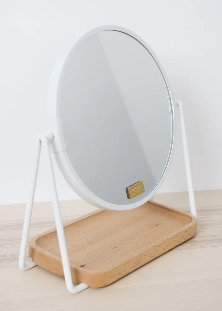 Espelho de mesa Tabuleiro Branco 17 cm Ø