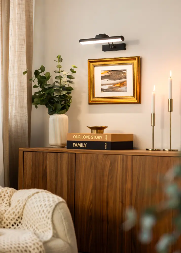 KAILA Lustre Alimentado por Bateria Iluminação de Quadros 32 cm - Preto