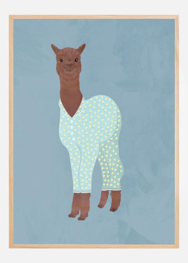 Llama In Pjs Banana blue Póster