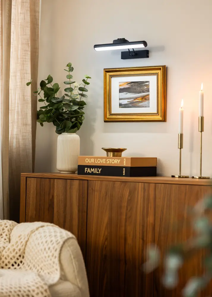 KAILA Lustre Alimentado por Bateria Iluminação de Quadros 32 cm - Preto