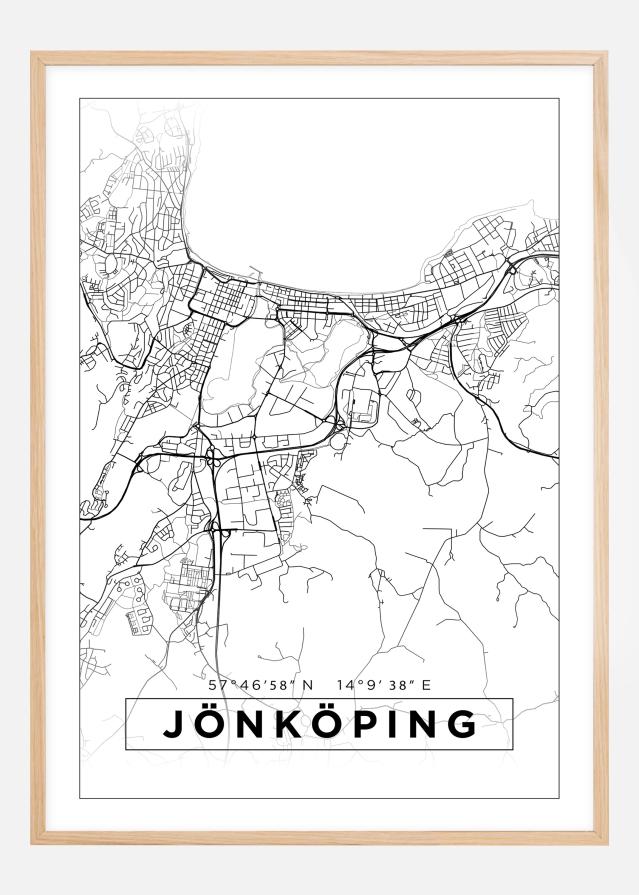 Mapa - Jönköping - Cartaz Branco