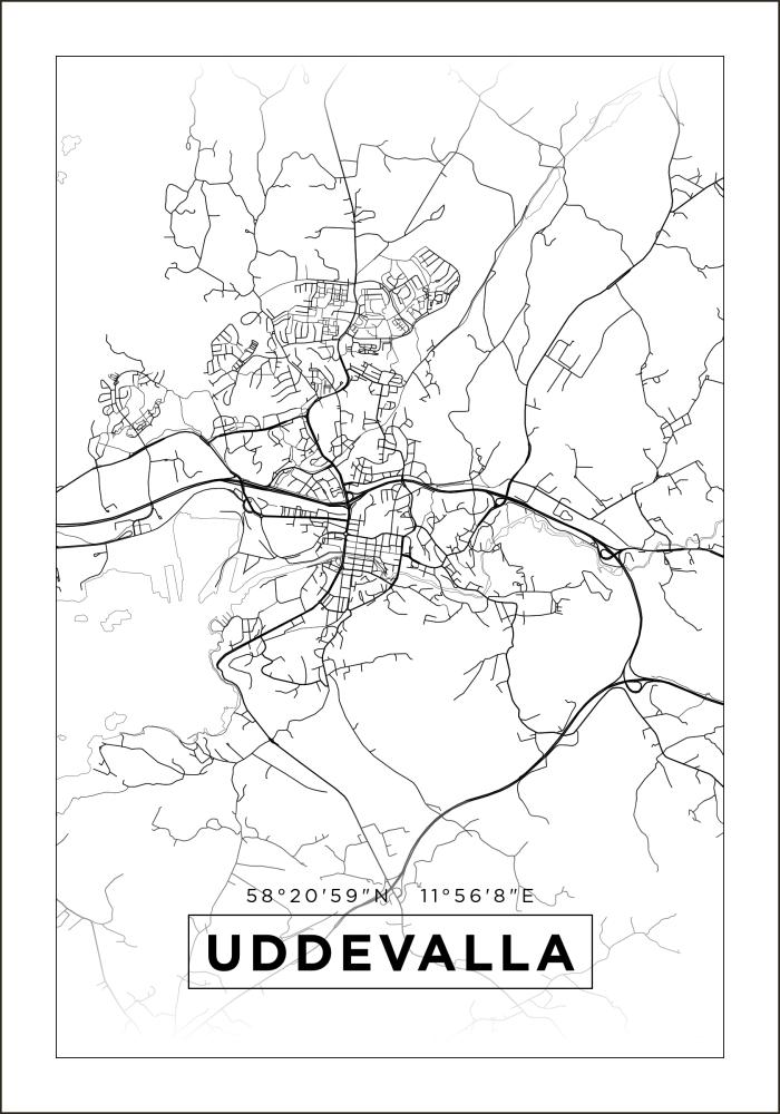 Mapa - Uddevalla - Cartaz Branco