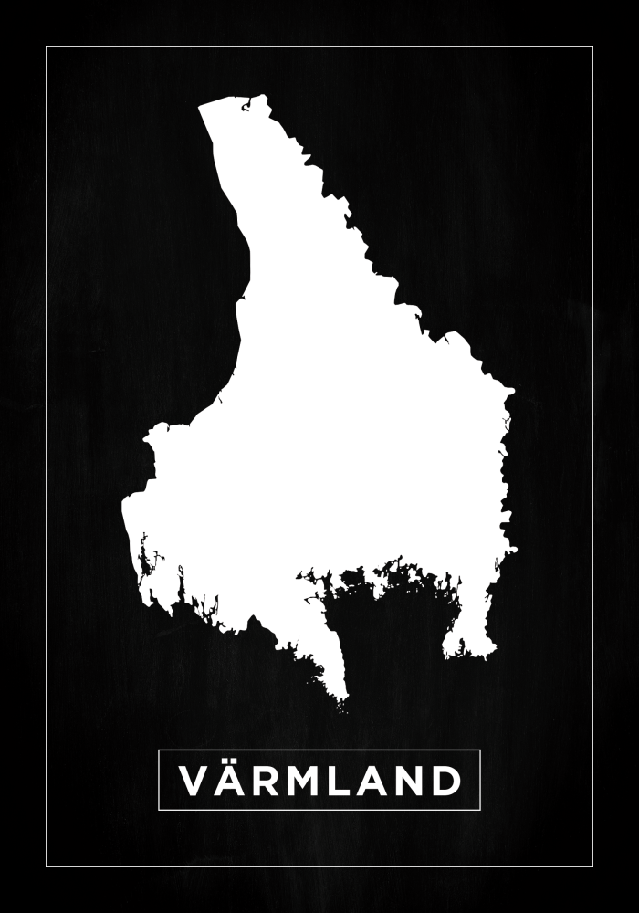 Mapa - Värmland - Cartaz Preto