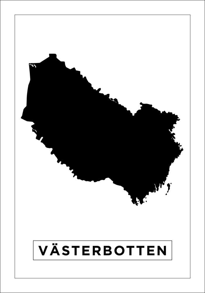 Mapa - Västerbotten - Cartaz Branco