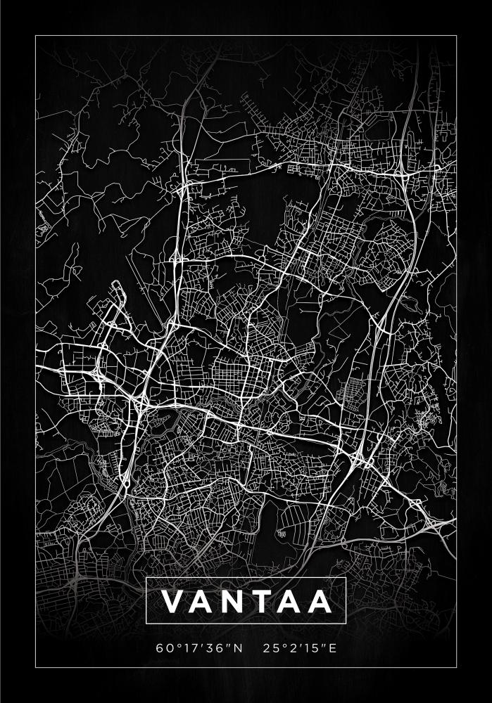 Mapa - Vantaa - Cartaz Preto