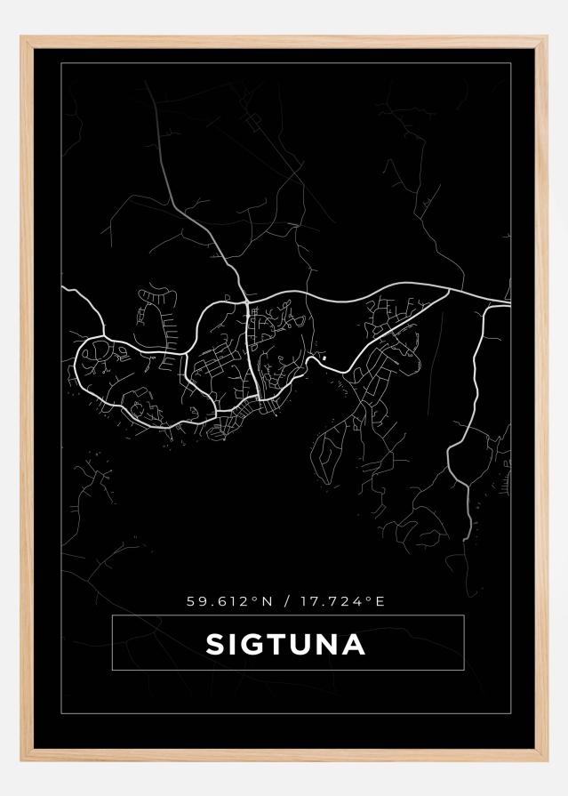 Mapa - Sigtuna - Cartaz Preto