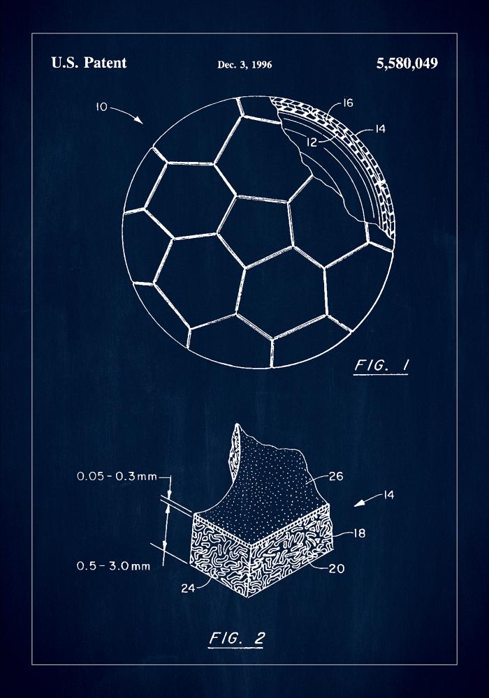 Patent Print - Football - Blue Póster