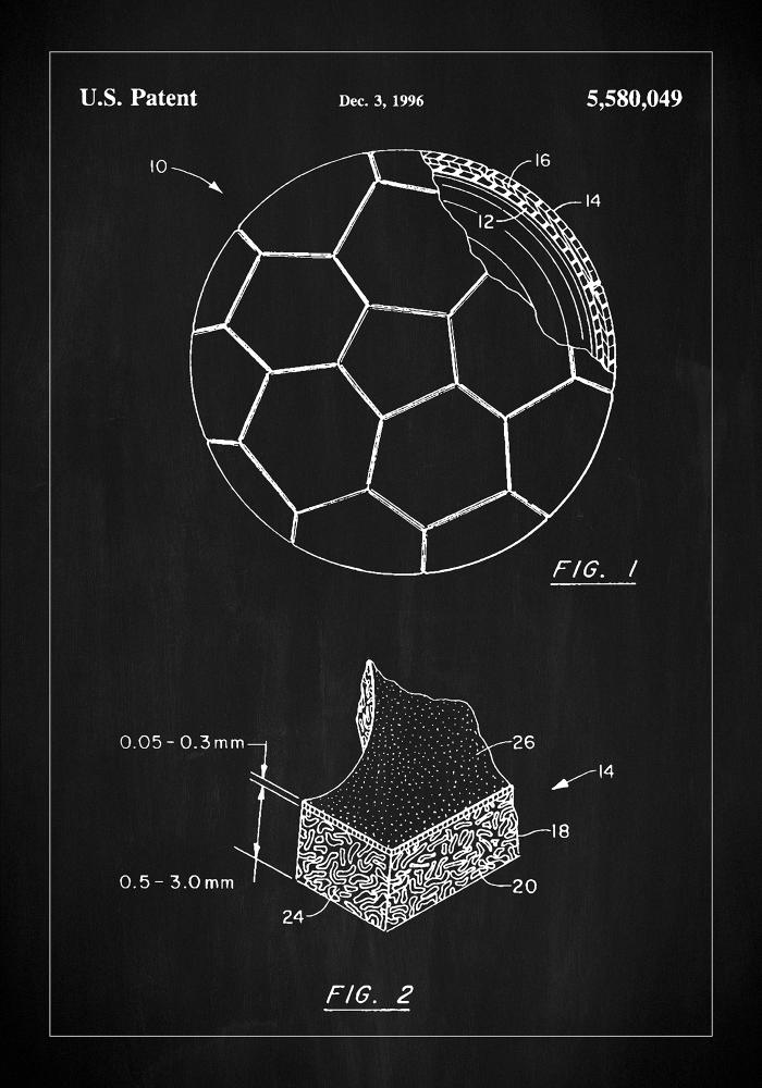 Patent Print - Football - Black Póster