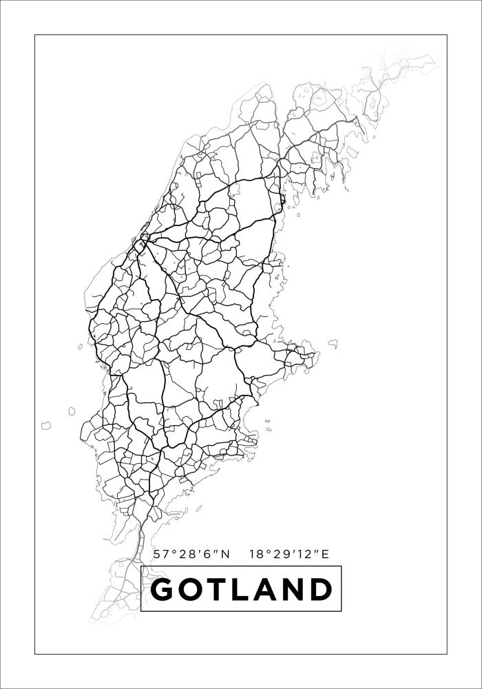 Mapa - Gotland - Cartaz Branco