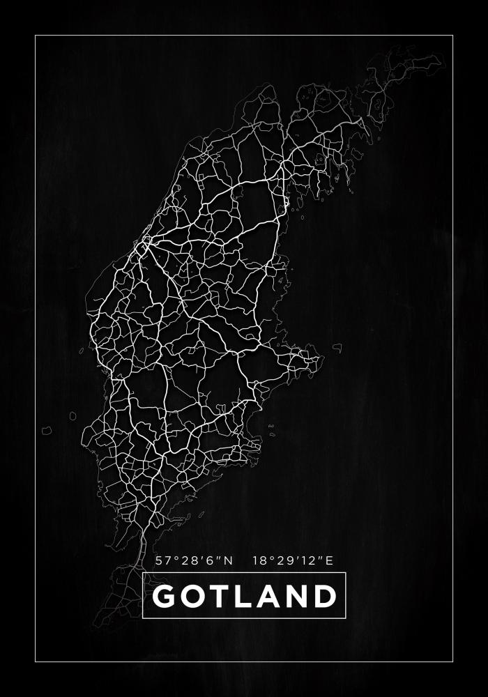 Mapa - Gotland - Cartaz Preto