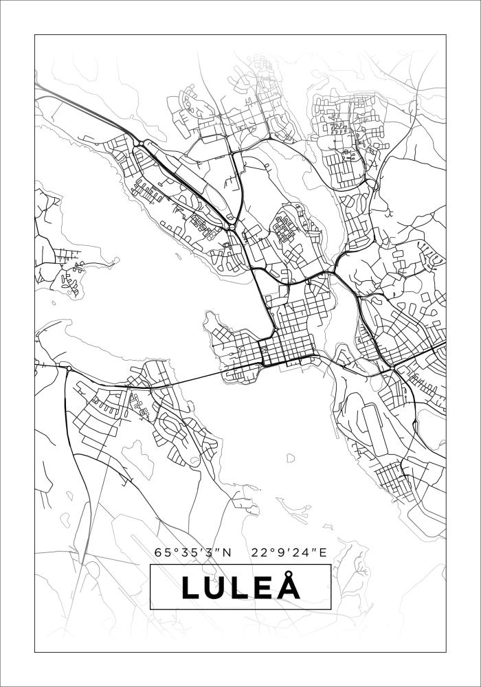 Mapa - Luleå - Cartaz Branco