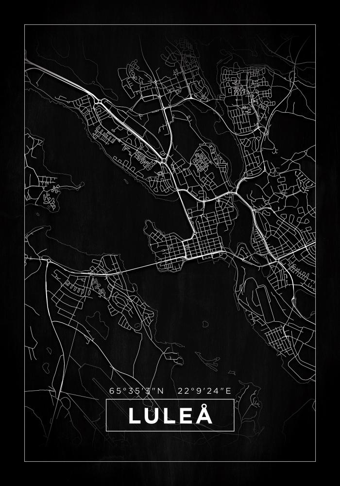 Mapa - Luleå - Cartaz Preto