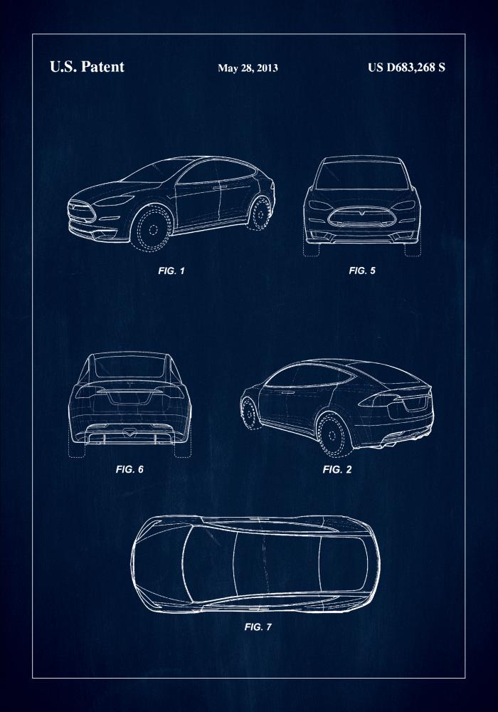 Patent Print - Tesla - Blue Póster