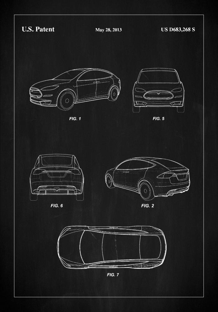 Patent Print - Tesla - Black Póster