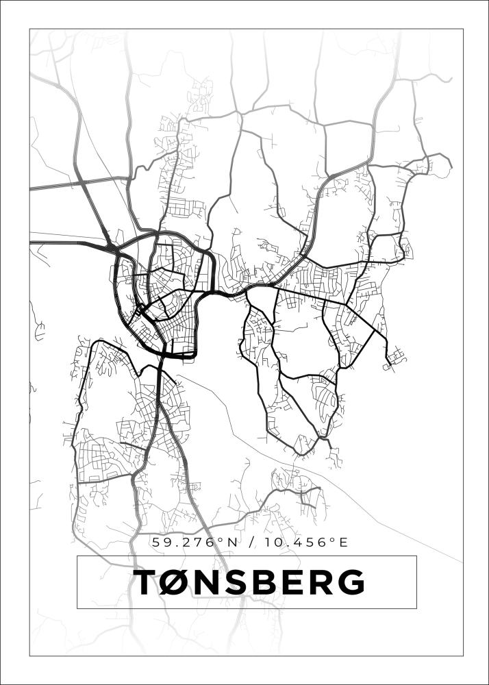 Mapa - Tønsberg - Cartaz Branco