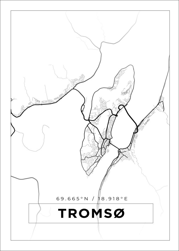 Mapa - Tromsø - Cartaz Branco