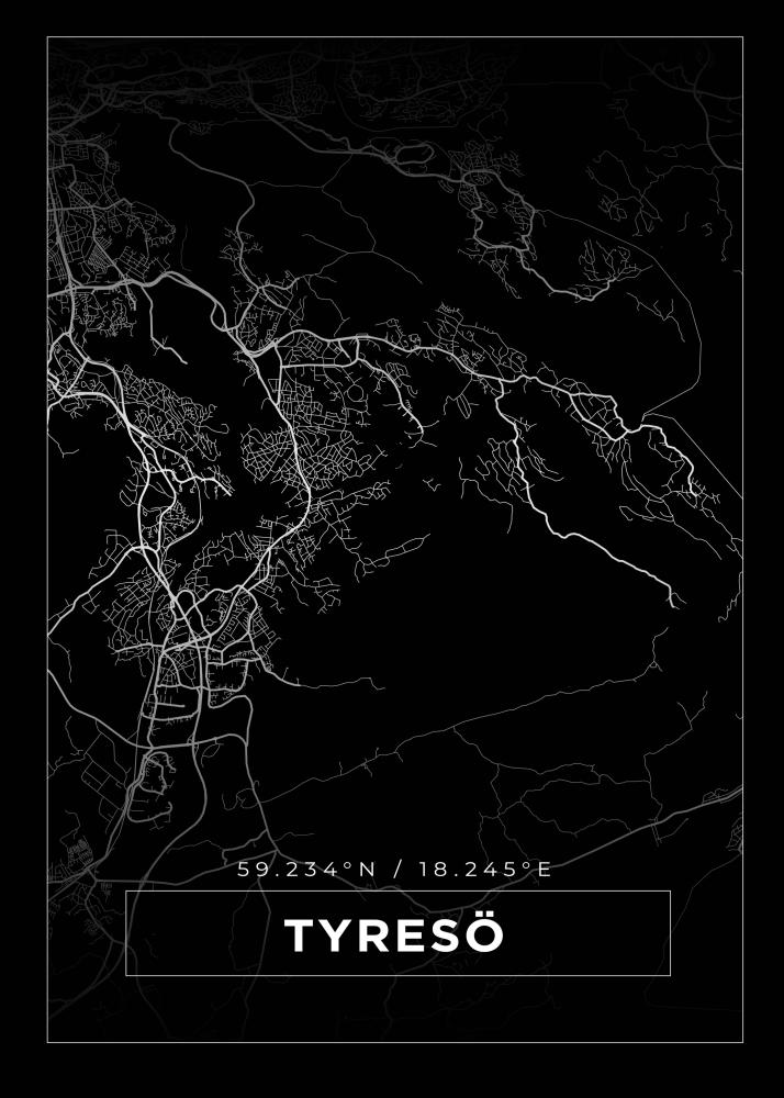 Mapa - Tyresö - Cartaz Preto