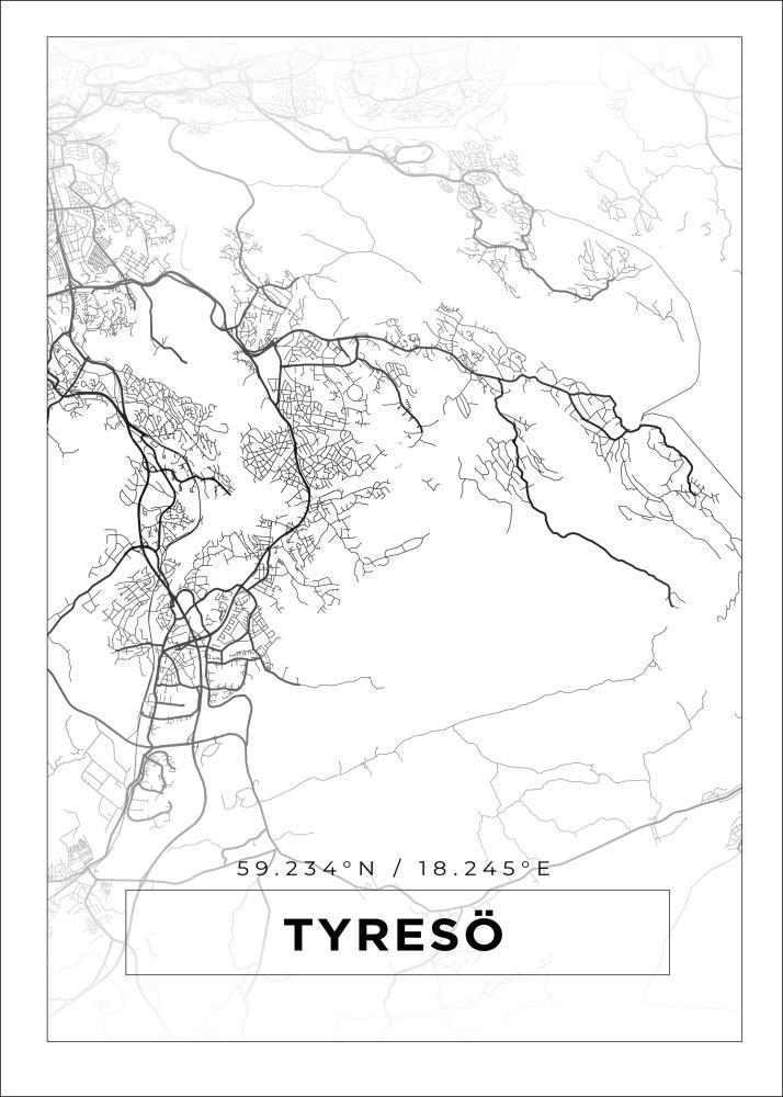 Mapa - Tyresö - Cartaz Branco