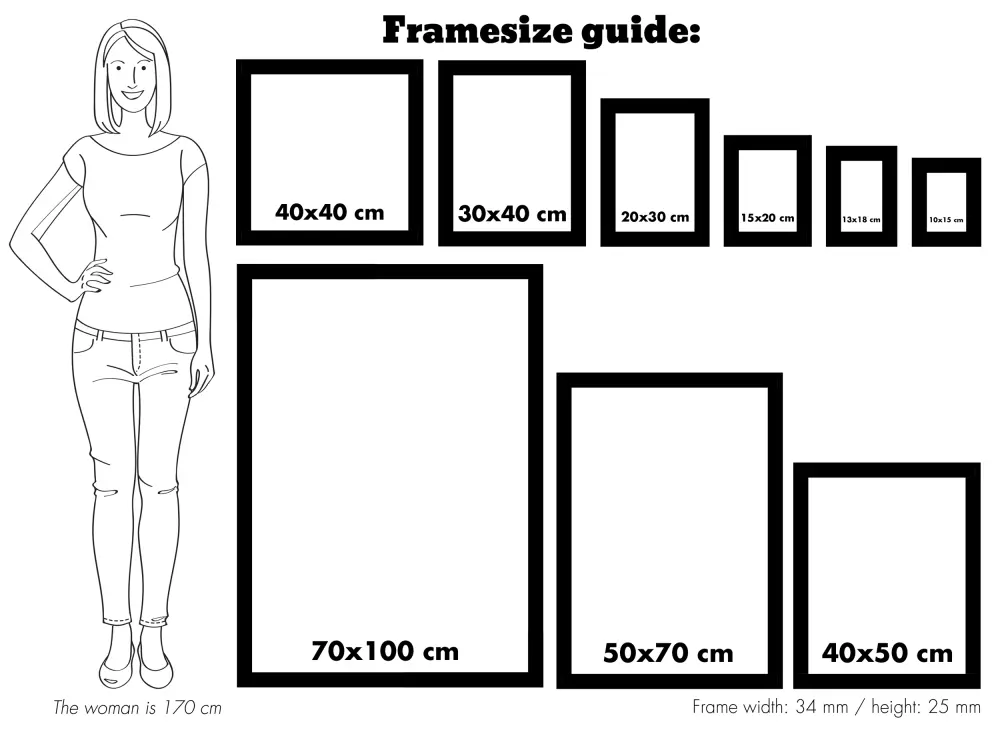 Moldura Öjaren Branco 70x100 cm - Passe-partout Preto 62x85 cm