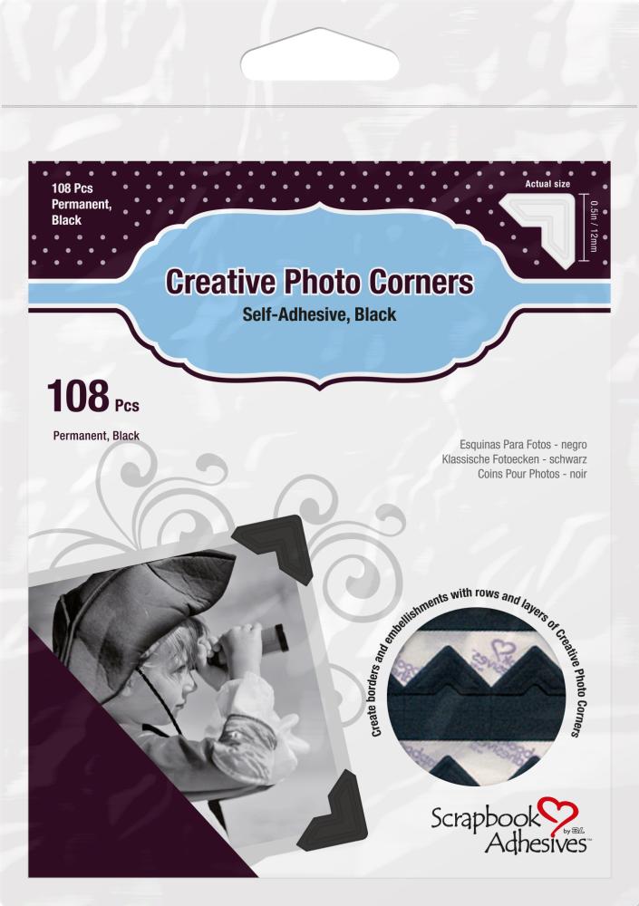 3L Creative Photo Corners Preto - 108 un.