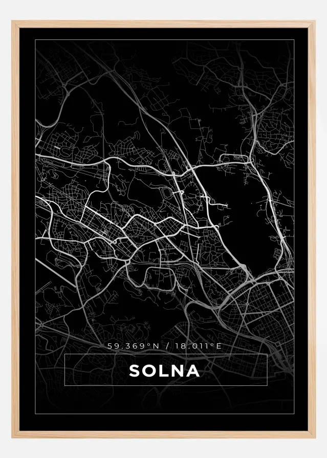 Mapa - Solna - Cartaz Preto
