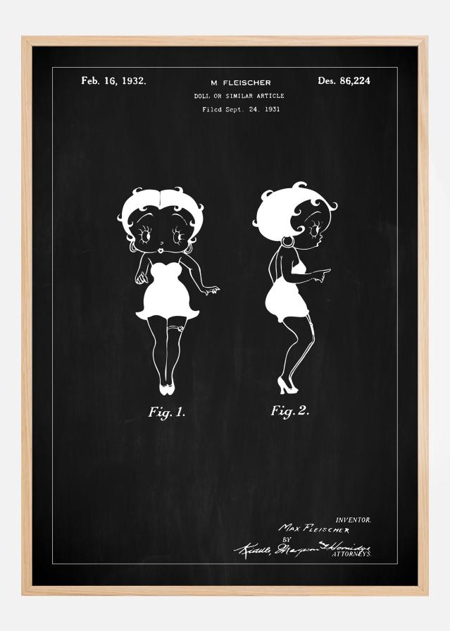 Desenho de patentes - Betty Boop - Preto Póster