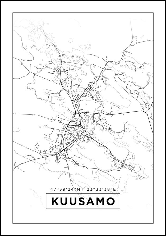 Mapa - Kuusamo - Cartaz Branco