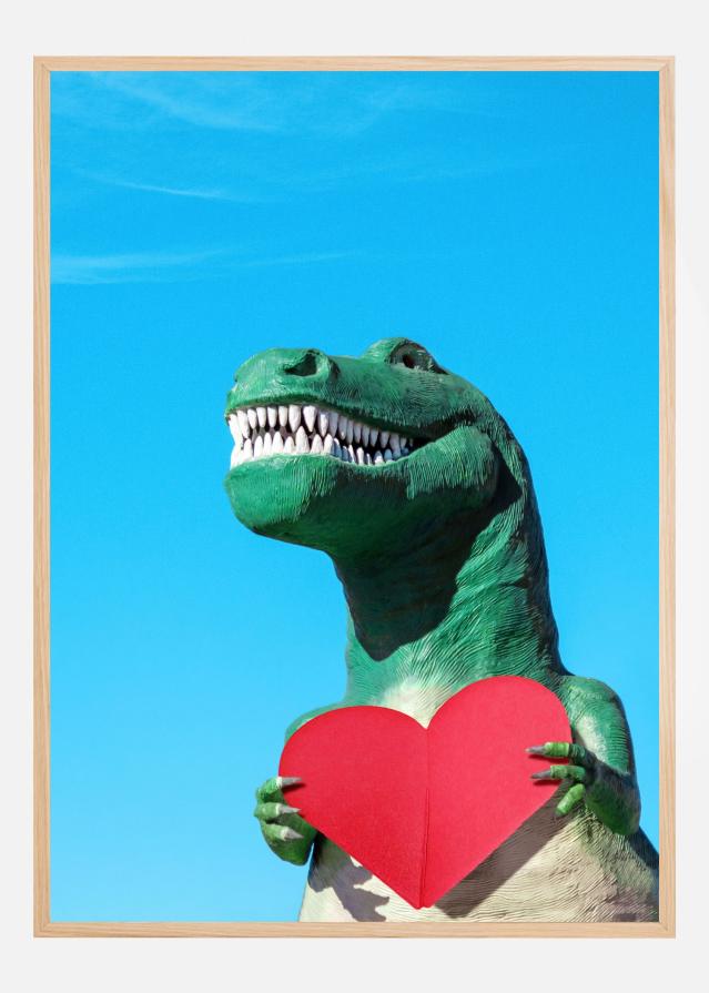 Tyrannosaurus Rex with a Red Paper Heart Póster