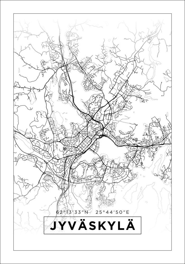 Mapa - Jyväskylä - Cartaz Branco