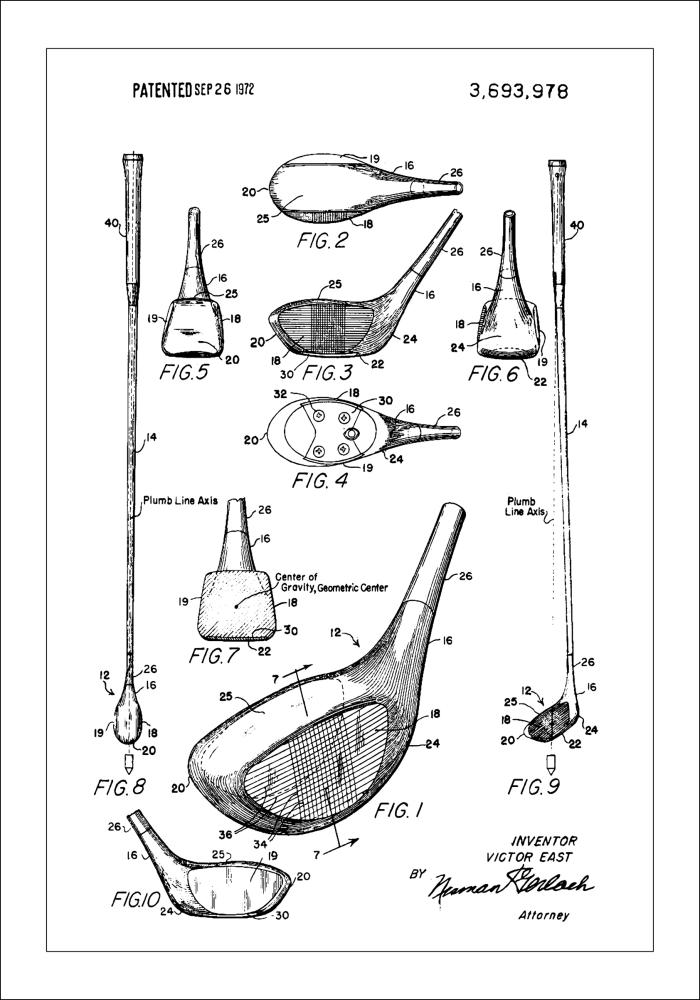 Patent Print - Golf Club - White Póster