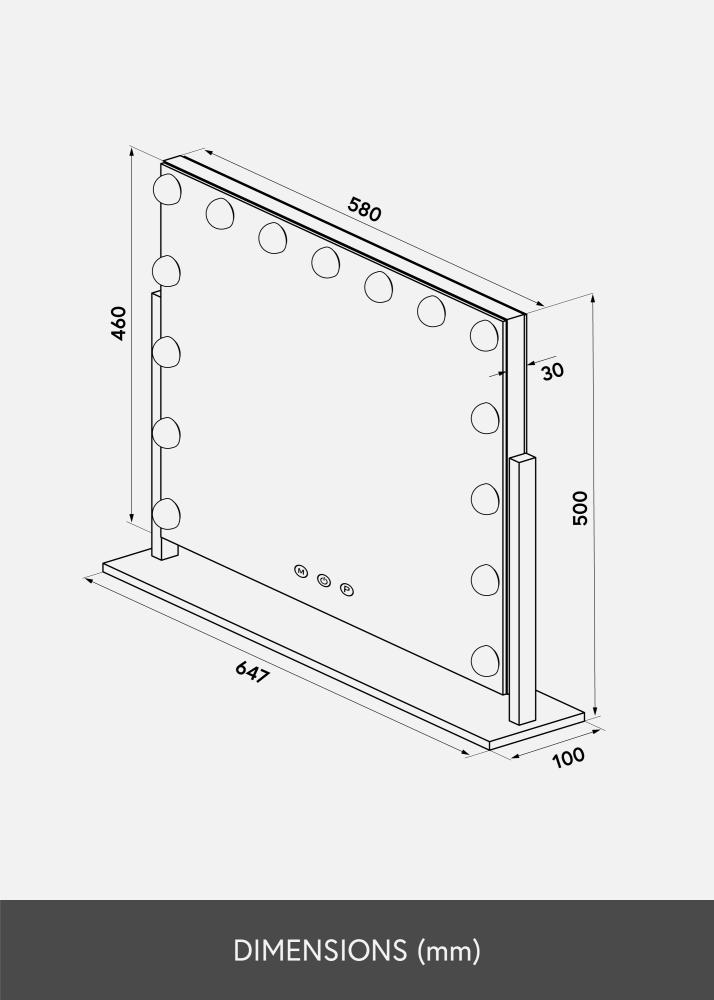 KAILA Espelho para toucador Soft Corner LED Prateado 65x50 cm