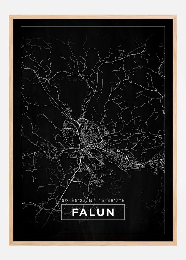 Mapa - Falun - Cartaz Preto