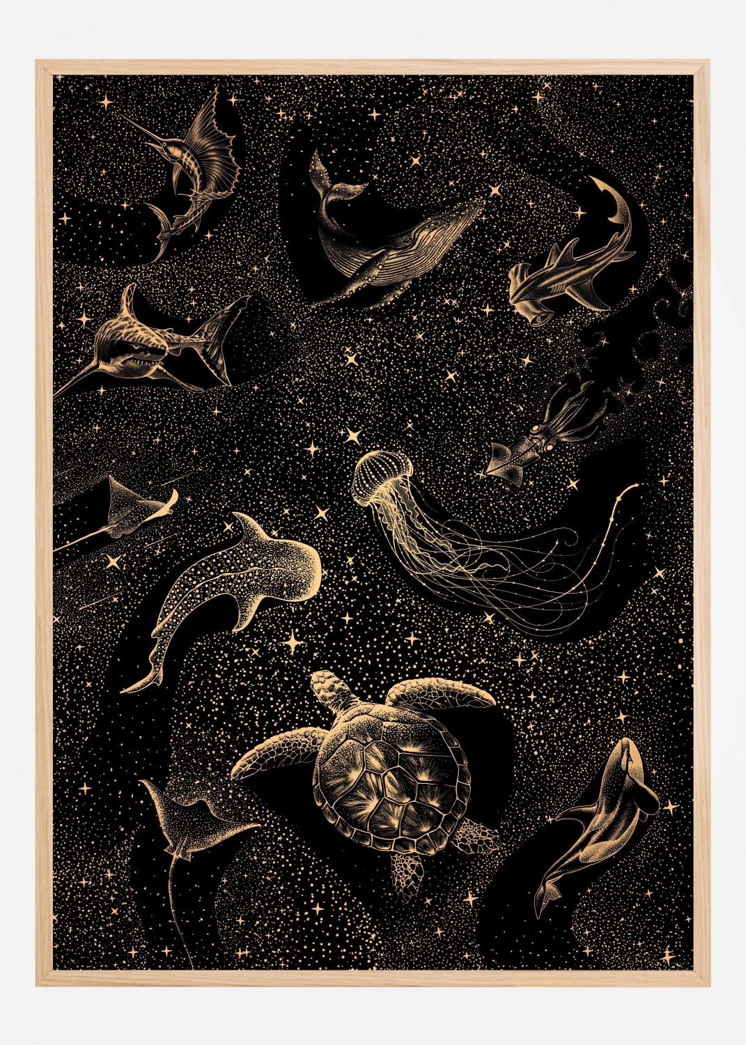 Product Image for Cosmic Ocean    Dark Gold Póster (21x29.7 cm (A4))