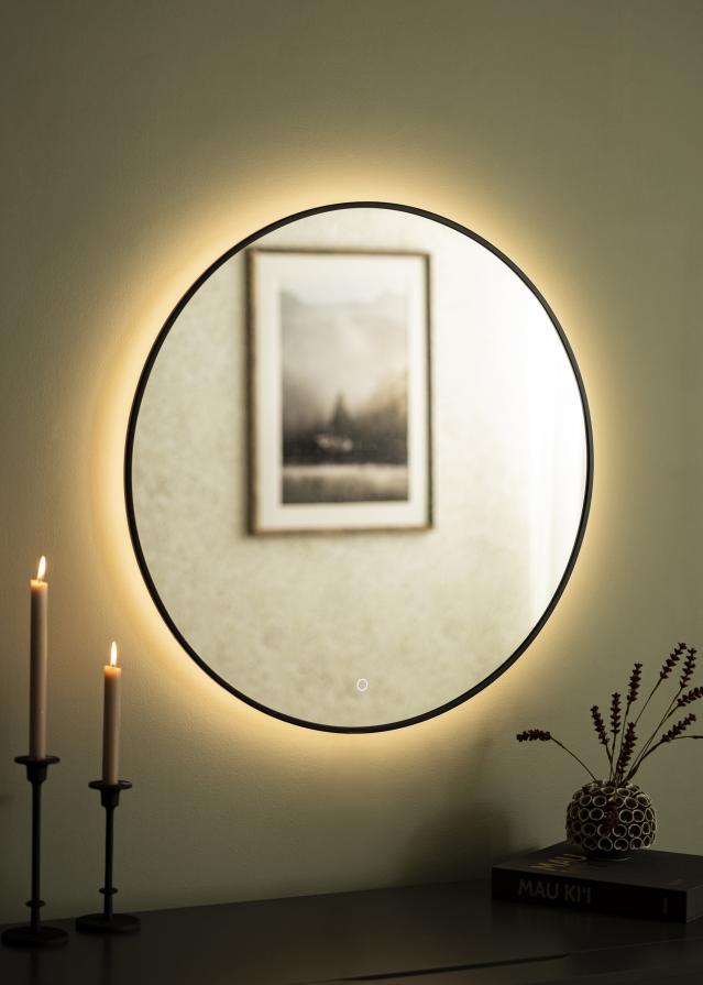 KAILA Espelho Circle LED Preto 80 cm Ø